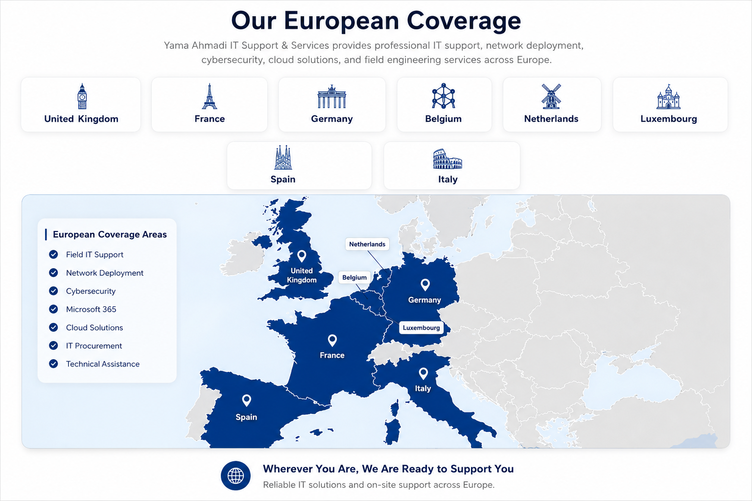 Yama Ahmadi IT Support Europe Coverage Map
